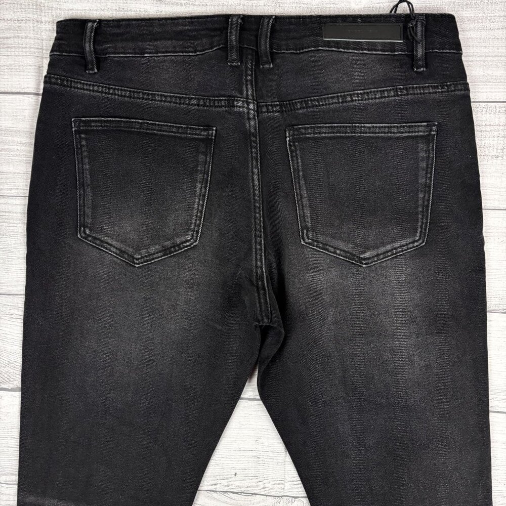 Embellish Mens Black Distressed Skinny Jeans With Colorful Patches Size 34 - Picture 12 of 16